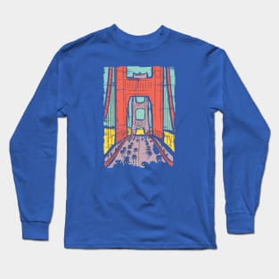 Vintage Sketch Art of Golden Gate Bridge San Francisco Long Sleeve T-Shirt